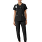 Women's Four-Pocket V-Neck Knit Panel Top - C12313 - Black