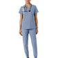 Women's Four-Pocket V-Neck Knit Panel Top - C12313 - Ceil Blue