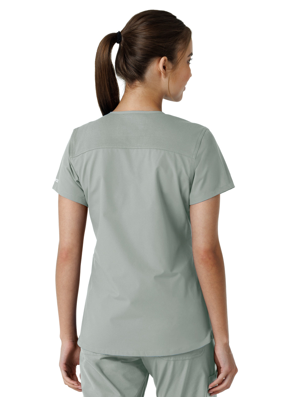 Women's Four-Pocket V-Neck Knit Panel Top - C12313 - Grey