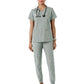 Women's Four-Pocket V-Neck Knit Panel Top - C12313 - Grey