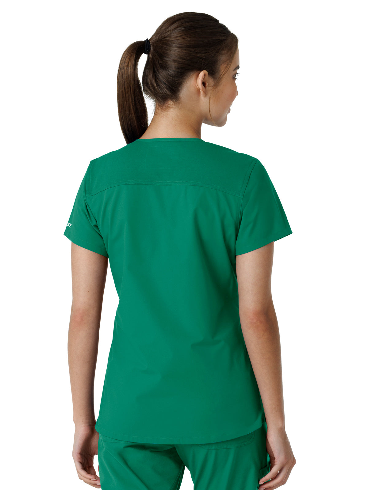 Women's Four-Pocket V-Neck Knit Panel Top - C12313 - Hunter