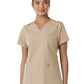 Women's Four-Pocket V-Neck Knit Panel Top - C12313 - Khaki