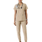 Women's Four-Pocket V-Neck Knit Panel Top - C12313 - Khaki