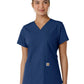 Women's Four-Pocket V-Neck Knit Panel Top - C12313 - Navy
