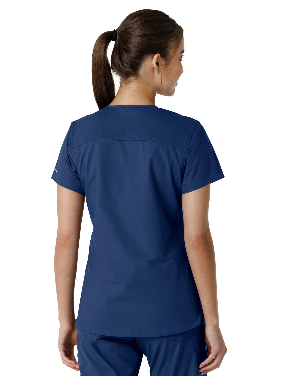 Women's Four-Pocket V-Neck Knit Panel Top - C12313 - Navy
