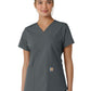 Women's Four-Pocket V-Neck Knit Panel Top - C12313 - Pewter