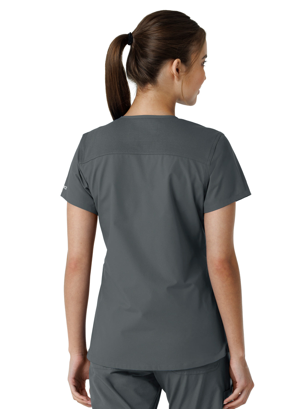 Women's Four-Pocket V-Neck Knit Panel Top - C12313 - Pewter