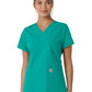 Women's Four-Pocket V-Neck Knit Panel Top - C12313 - Teal