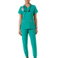 Women's Four-Pocket V-Neck Knit Panel Top - C12313 - Teal
