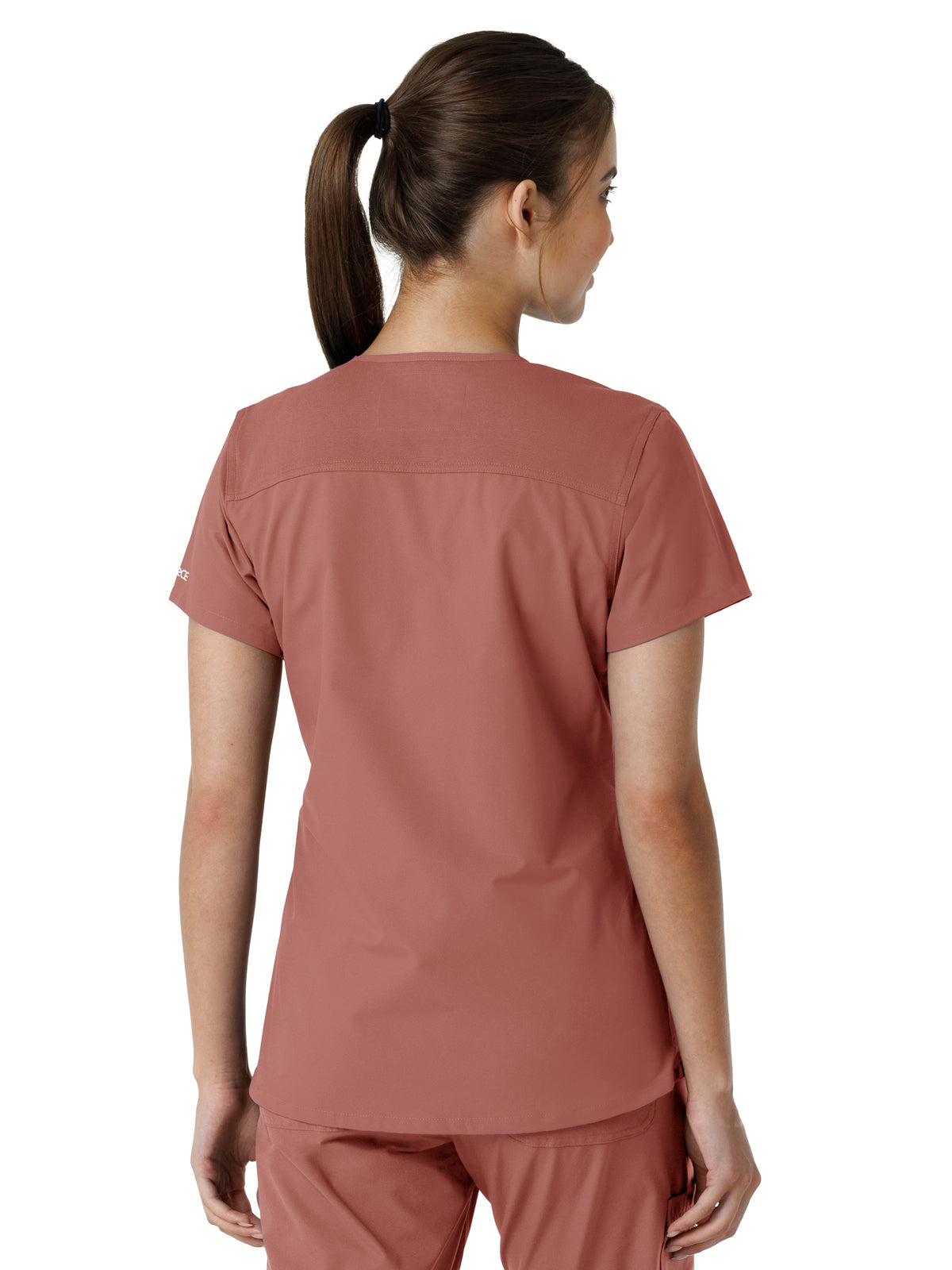 Women's Four-Pocket V-Neck Knit Panel Top - C12313 - Wildrose