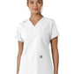 Women's Four-Pocket V-Neck Knit Panel Top - C12313 - White