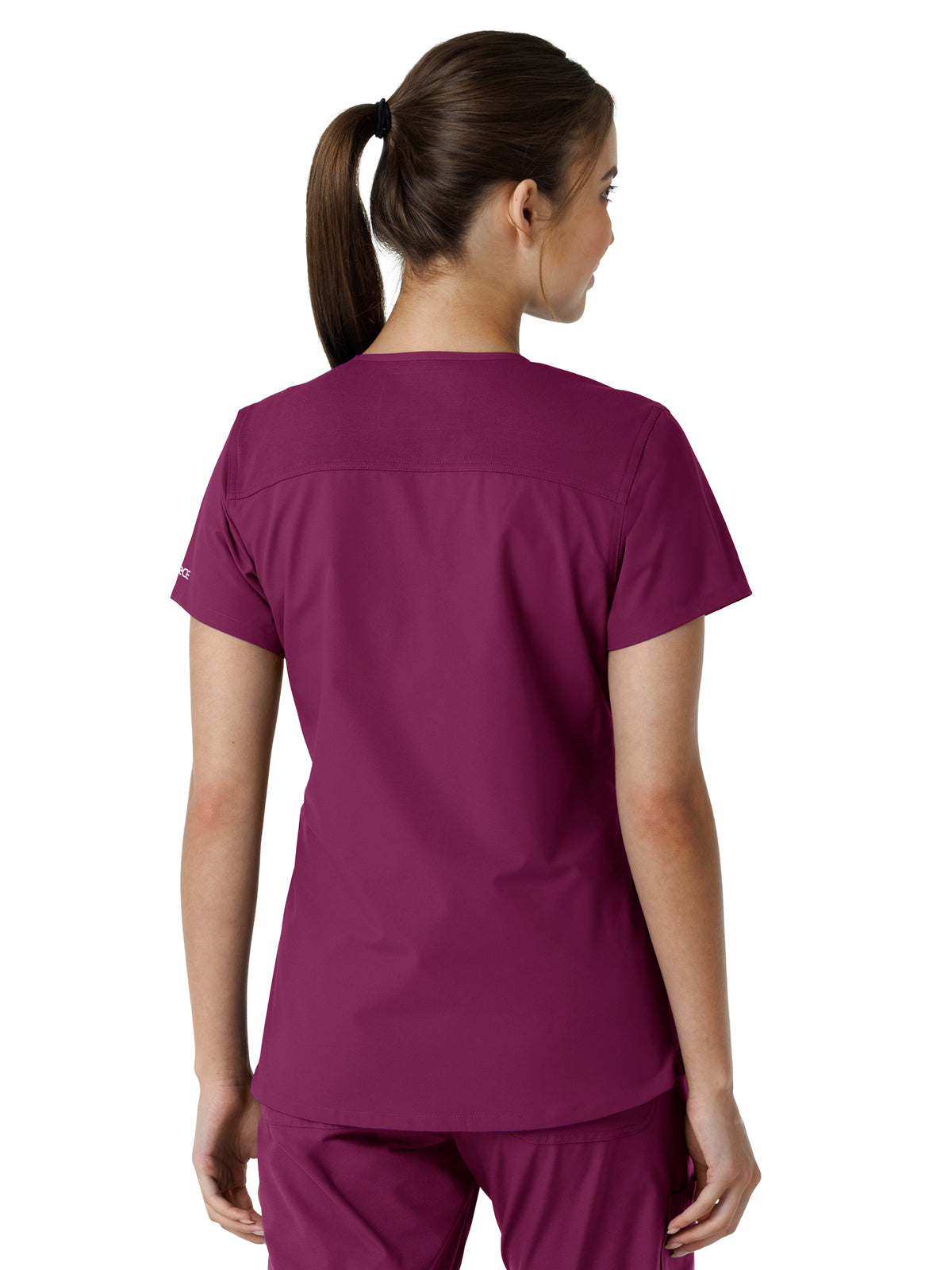 Women's Four-Pocket V-Neck Knit Panel Top - C12313 - Wine