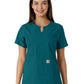 Women's Notch Neck Tunic Knit Panel Top - C12413 - Caribbean