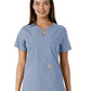 Women's Notch Neck Tunic Knit Panel Top - C12413 - Ceil Blue