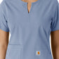 Women's Notch Neck Tunic Knit Panel Top - C12413 - Ceil Blue