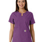 Women's Notch Neck Tunic Knit Panel Top - C12413 - Eggplant