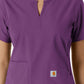 Women's Notch Neck Tunic Knit Panel Top - C12413 - Eggplant