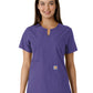 Women's Notch Neck Tunic Knit Panel Top - C12413 - Grape