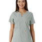 Women's Notch Neck Tunic Knit Panel Top - C12413 - Grey