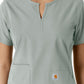 Women's Notch Neck Tunic Knit Panel Top - C12413 - Grey