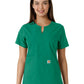 Women's Notch Neck Tunic Knit Panel Top - C12413 - Hunter