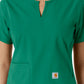 Women's Notch Neck Tunic Knit Panel Top - C12413 - Hunter