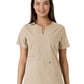 Women's Notch Neck Tunic Knit Panel Top - C12413 - Khaki