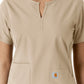 Women's Notch Neck Tunic Knit Panel Top - C12413 - Khaki