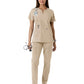 Women's Notch Neck Tunic Knit Panel Top - C12413 - Khaki