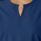 Women's Notch Neck Tunic Knit Panel Top - C12413 - Navy