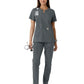 Women's Notch Neck Tunic Knit Panel Top - C12413 - Pewter