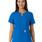 Women's Notch Neck Tunic Knit Panel Top - C12413 - Royal