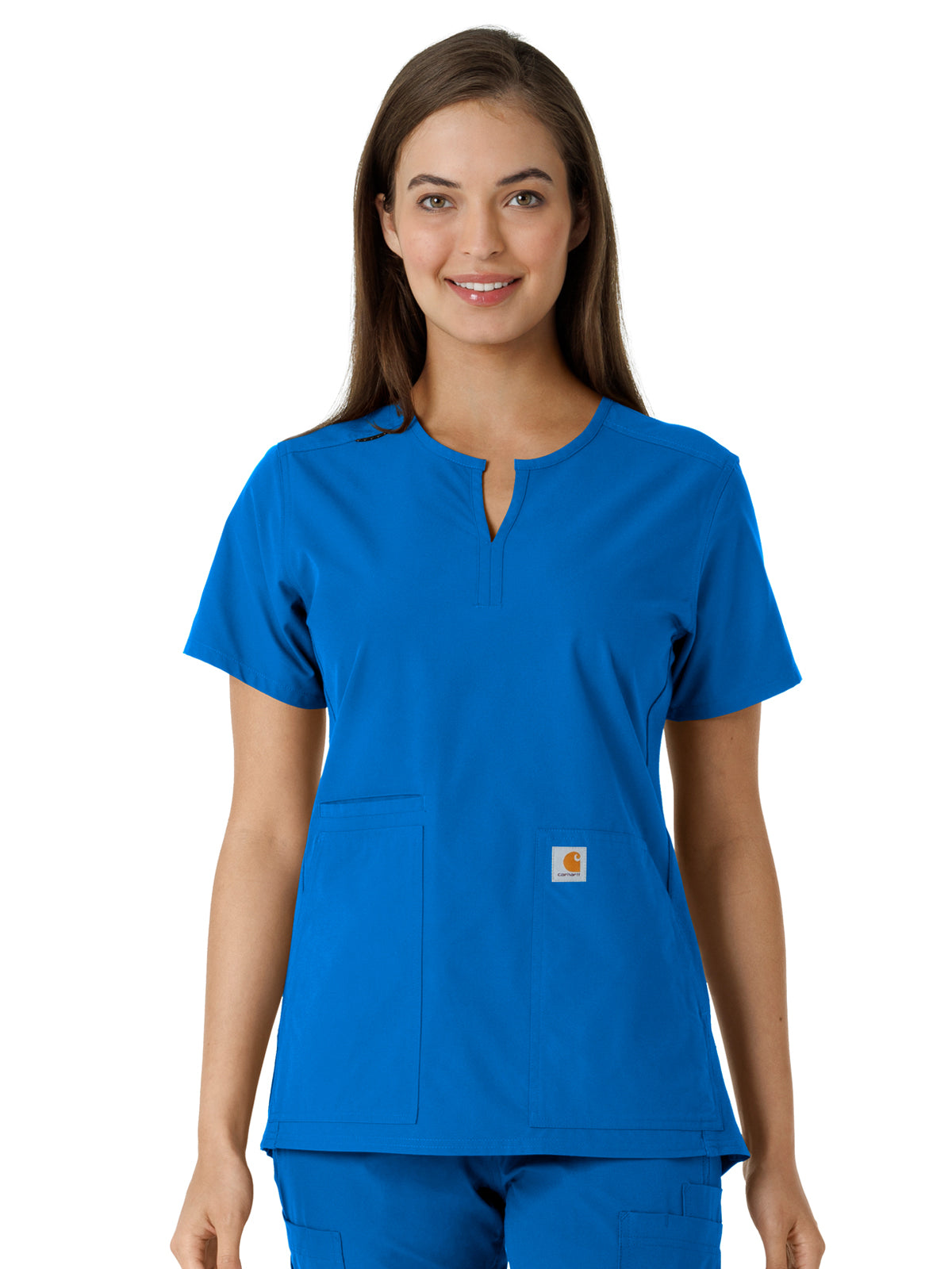 Women's Notch Neck Tunic Knit Panel Top - C12413 - Royal