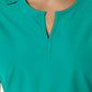 Women's Notch Neck Tunic Knit Panel Top - C12413 - Teal