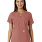 Women's Notch Neck Tunic Knit Panel Top - C12413 - Wildrose