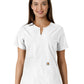 Women's Notch Neck Tunic Knit Panel Top - C12413 - White
