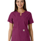 Women's Notch Neck Tunic Knit Panel Top - C12413 - Wine