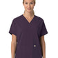 Women's Four-Pocket Oversized V-Neck Top - C13110 - Black Plum