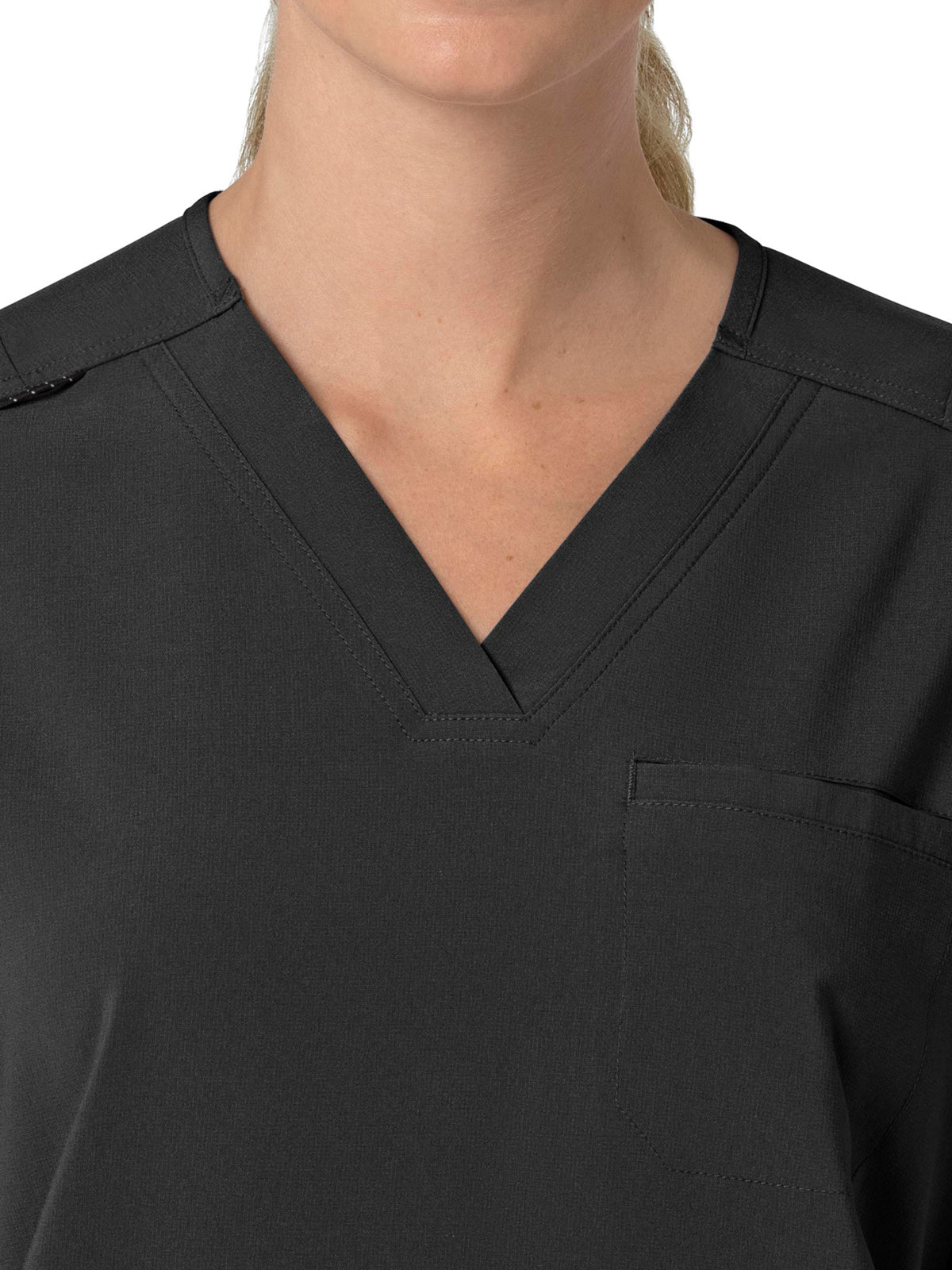 Women's Four-Pocket Oversized V-Neck Top - C13110 - Black