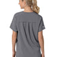 Women's Four-Pocket Oversized V-Neck Top - C13110 - Pewter