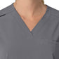 Women's Four-Pocket Oversized V-Neck Top - C13110 - Pewter