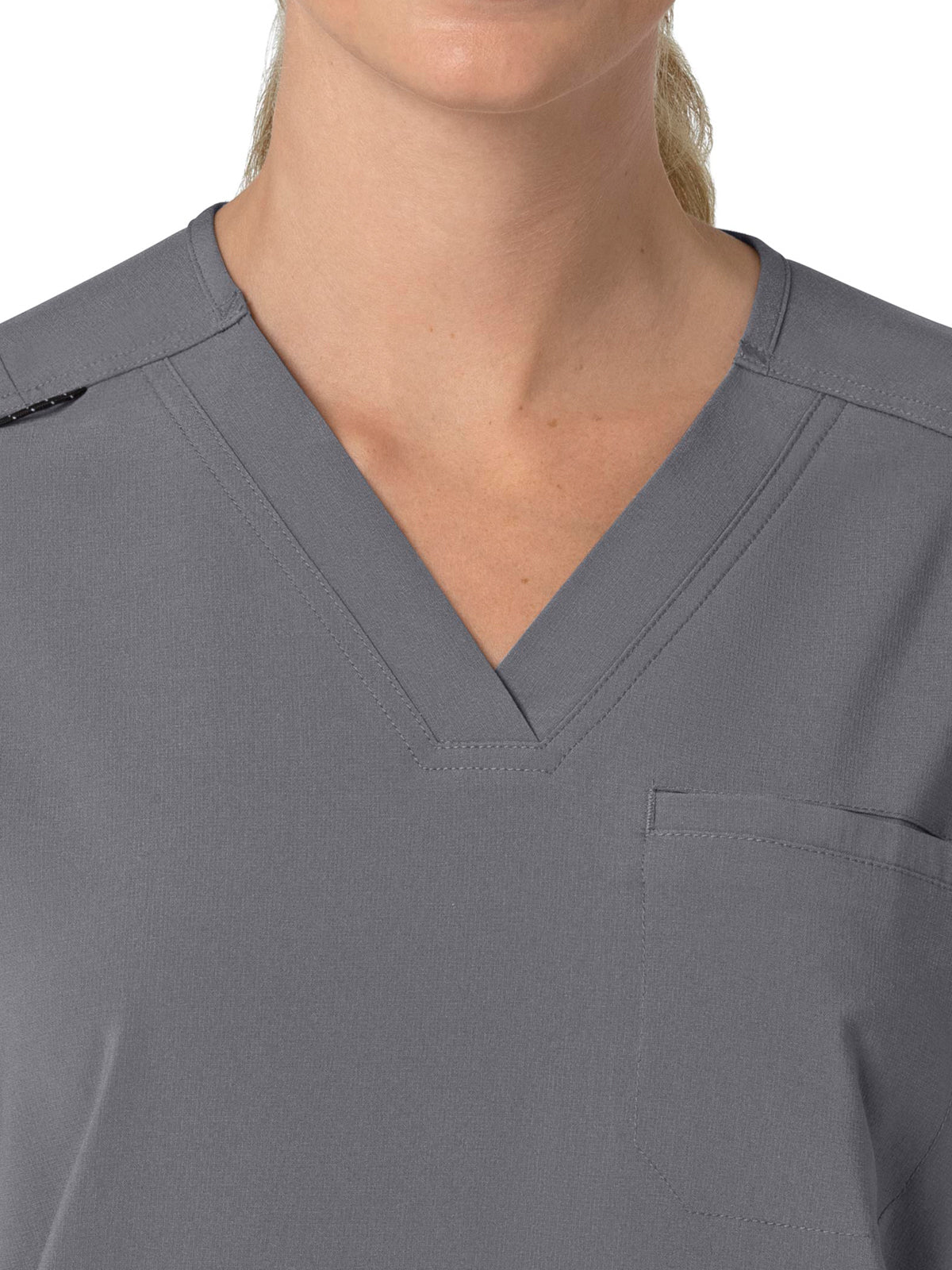Women's Four-Pocket Oversized V-Neck Top - C13110 - Pewter