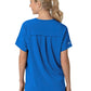Women's Four-Pocket Oversized V-Neck Top - C13110 - Royal