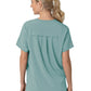 Women's Four-Pocket Oversized V-Neck Top - C13110 - Summer Blue