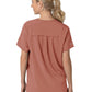 Women's Four-Pocket Oversized V-Neck Top - C13110 - Wildrose