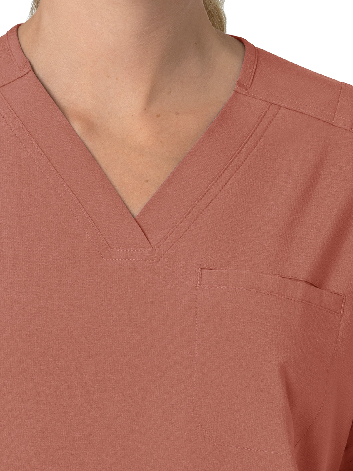 Women's Four-Pocket Oversized V-Neck Top - C13110 - Wildrose