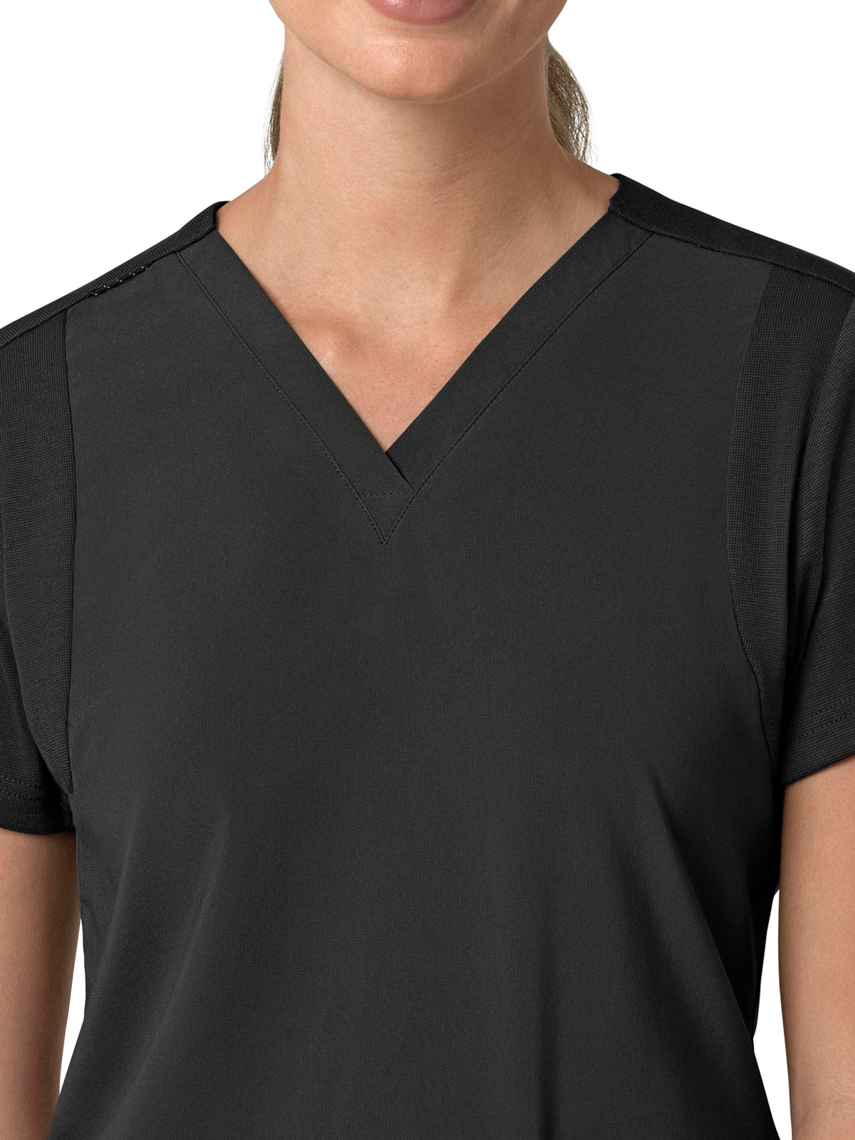 Women's Three-Pocket Flex Panel V-Neck Top - C13210 - Black