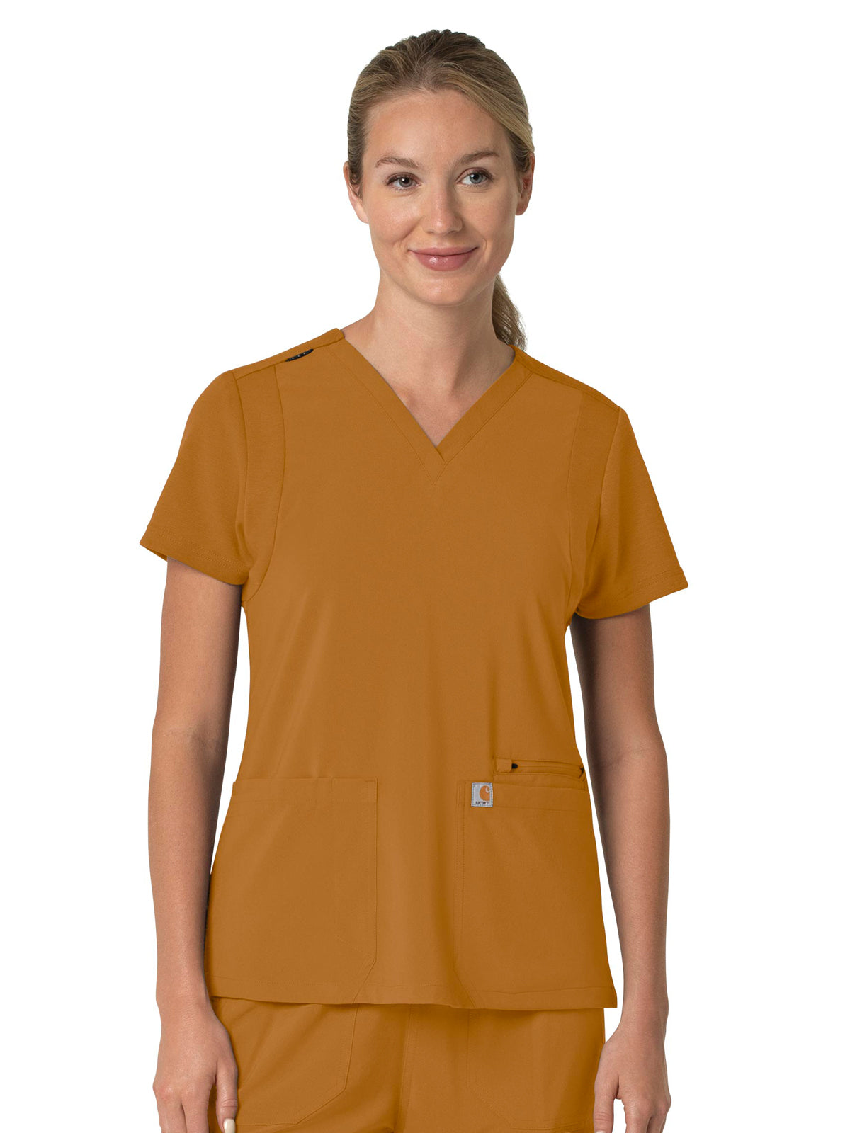 Women's Three-Pocket Flex Panel V-Neck Top - C13210 - Fox Brown