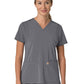 Women's Three-Pocket Flex Panel V-Neck Top - C13210 - Pewter