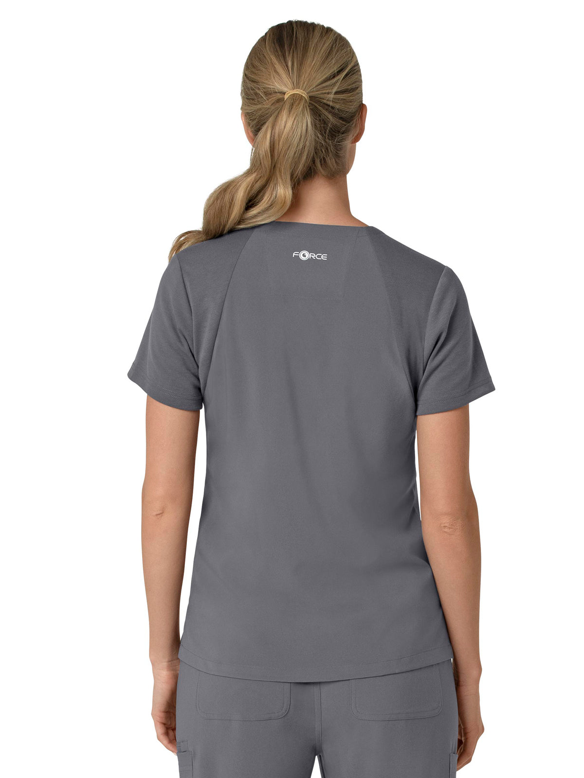 Women's Three-Pocket Flex Panel V-Neck Top - C13210 - Pewter